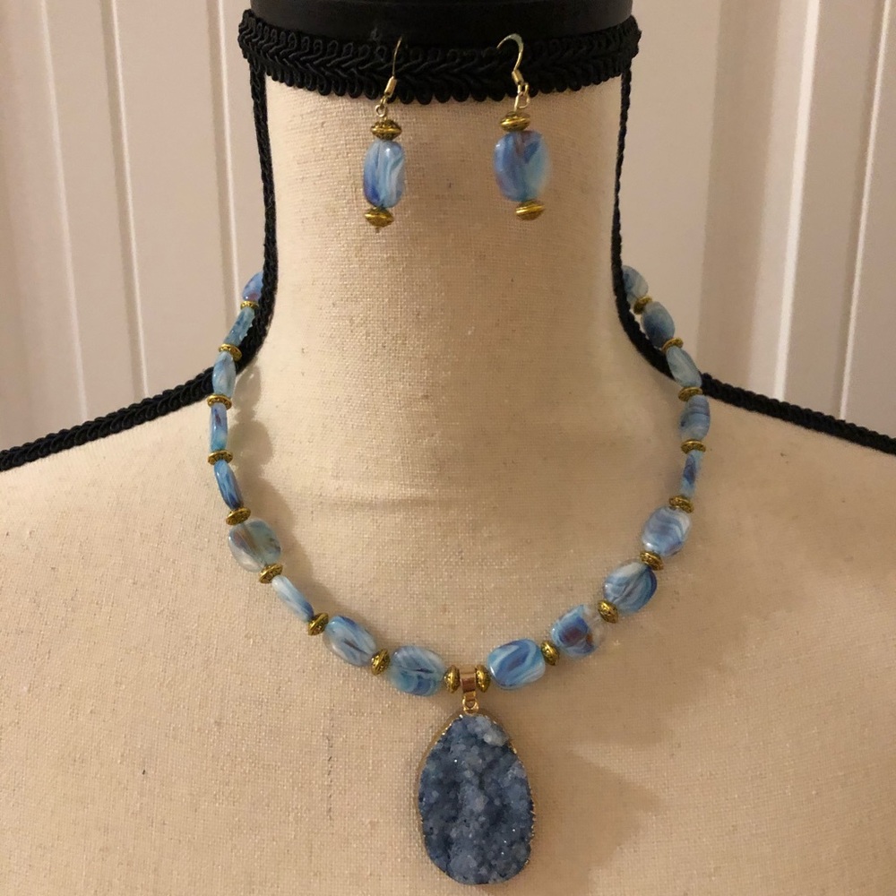 Glasshouse custom made necklace and earring set